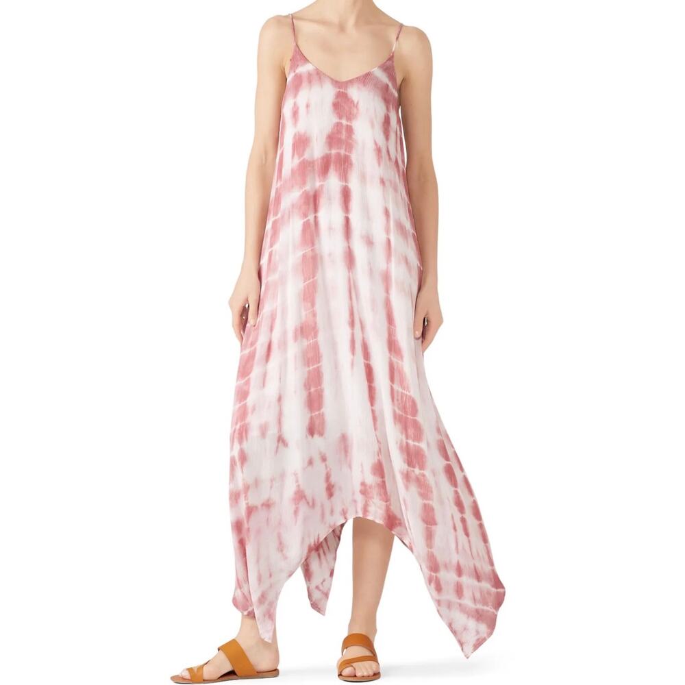 Fifteen Twenty Pink Tie Dye Handkerchief Hem Dress M